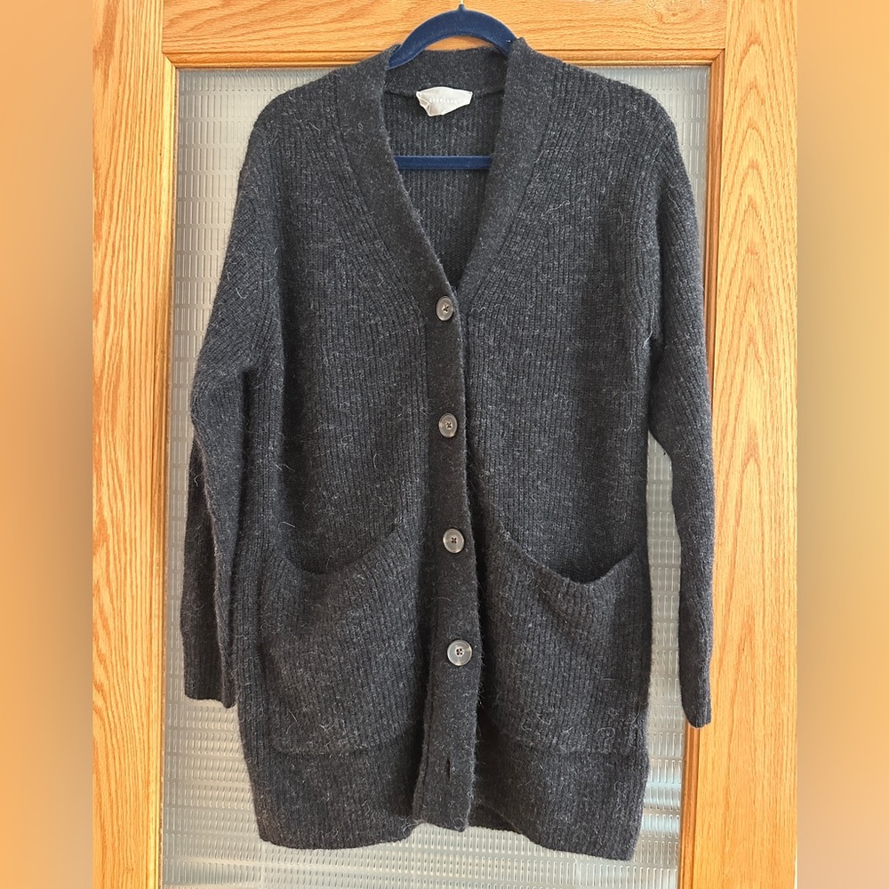Everlane Charcoal Gray Button-Up Knit Cardigan